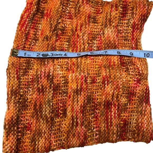 Cowl, scarf, handmade, knitted, merino wool, orange, fall, winter, warm, trendy - Picture 3 of 3